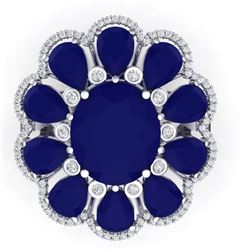 20.63 CTW Royalty Sapphire & VS Diamond Ring 18K White Gold - REF-309H3W - 39144