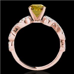 1.4 CTW Certified Si Fancy Intense Yellow Diamond Solitaire Ring 10K Rose Gold - REF-162X4T - 35249