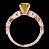 Image 1 : 1.4 CTW Certified Si Fancy Intense Yellow Diamond Solitaire Ring 10K Rose Gold - REF-162X4T - 35249