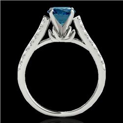 1.46 CTW SI Certified Fancy Blue Diamond Solitaire Ring 10K White Gold - REF-163T6X - 34966