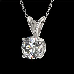 0.53 CTW Certified H-SI/I Quality Diamond Solitaire Necklace 10K White Gold - REF-61N8Y - 36720