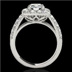 2.25 CTW H-SI/I Certified Diamond Solitaire Halo Ring 10K White Gold - REF-229X3T - 33634