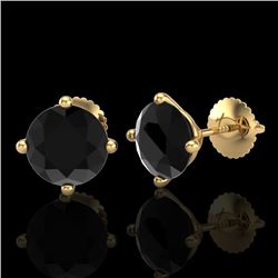 3.01 CTW Fancy Black Diamond Solitaire Art Deco Stud Earrings 18K Yellow Gold - REF-120F2M - 38257