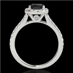 1.7 CTW Certified Vs Black Diamond Solitaire Halo Ring 10K White Gold - REF-75X3T - 33592