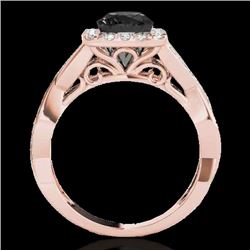 2 CTW Certified Vs Black Diamond Solitaire Halo Ring 10K Rose Gold - REF-91R3K - 33320