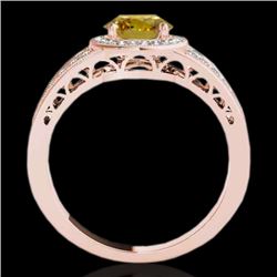 1.5 CTW Certified Si Fancy Intense Yellow Diamond Solitaire Halo Ring 10K Rose Gold - REF-180K2R - 3