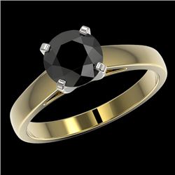 1.50 CTW Fancy Black VS Diamond Solitaire Engagement Ring 10K Yellow Gold - REF-44M2F - 33024