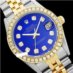 Rolex Men's Two Tone 14K Gold/SS, QuickSet, Diamond Dial & Diamond Bezel - REF-474K5R