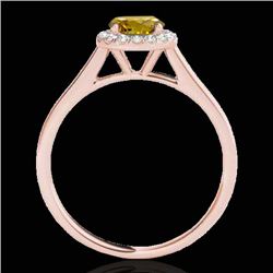 1.11 CTW Certified Si Fancy Intense Yellow Diamond Solitaire Halo Ring 10K Rose Gold - REF-167N3Y - 