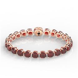 35 CTW Garnet & Micro Pave VS/SI Diamond Halo Designer Bracelet 14K Rose Gold - REF-134X2T - 23310