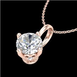 0.82 CTW VS/SI Diamond Solitaire Art Deco Stud Necklace 18K Rose Gold - REF-180F2M - 37026