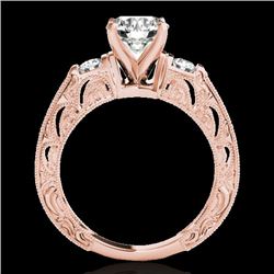 1.63 CTW H-SI/I Certified Diamond Solitaire Antique Ring 10K Rose Gold - REF-218Y2N - 34649