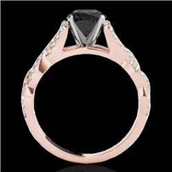 1.5 CTW Certified Vs Black Diamond Solitaire Ring 10K Rose Gold - REF-78X4T - 35218