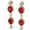 Image 1 : 15.81 CTW Royalty Designer Ruby & VS Diamond Earrings 18K Yellow Gold - REF-309K3R - 38909