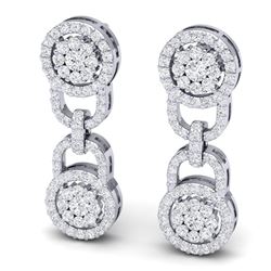 2.30 CTW Certified SI/I Diamond Halo Earrings 18K White Gold - REF-135N2Y - 40082