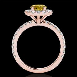 1.75 CTW Certified Si Fancy Intense Yellow Diamond Solitaire Halo Ring 10K Rose Gold - REF-178X2T - 
