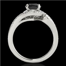 1.25 CTW Certified Vs Black Diamond Solitaire Halo Ring Two Tone 10K White Gold - REF-56W9H - 34171