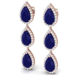 27.06 CTW Royalty Sapphire & VS Diamond Earrings 18K Rose Gold - REF-345Y5N - 38848
