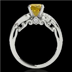 1.25 CTW Certified Si Intense Yellow Diamond Solitaire Antique Ring 10K White Gold - REF-156X4T - 34