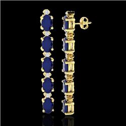 12.36 CTW Sapphire & VS/SI Certified Diamond Tennis Earrings 10K Yellow Gold - REF-69Y5N - 29406