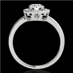 1.15 CTW H-SI/I Certified Diamond Solitaire Halo Ring 10K White Gold - REF-152Y8N - 33463