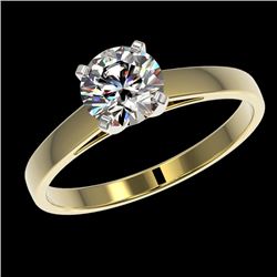 0.99 CTW Certified H-SI/I Quality Diamond Solitaire Engagement Ring 10K Yellow Gold - REF-140W2H - 3