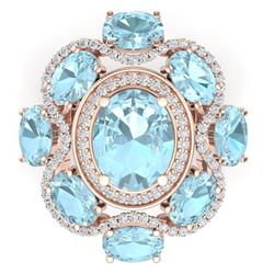 9.26 CTW Royalty Sky Topaz & VS Diamond Ring 18K Rose Gold - REF-178F2M - 39304