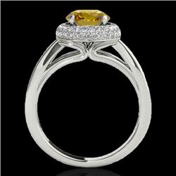 2.15 CTW Certified Si Fancy Intense Yellow Diamond Solitaire Halo Ring 10K White Gold - REF-318Y2N -