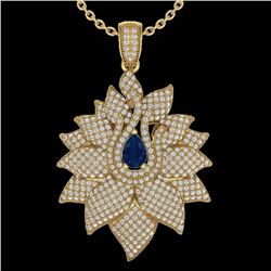 3 CTW Sapphire & Micro Pave VS/SI Diamond Designer Necklace 18K Yellow Gold - REF-257W3H - 22566