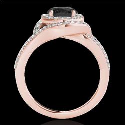 2.15 CTW Certified Vs Black Diamond Solitaire Halo Ring 10K Rose Gold - REF-174Y2N - 34400