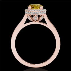 1.55 CTW Certified Si Fancy Intense Yellow Diamond Solitaire Halo Ring 10K Rose Gold - REF-180M2F - 