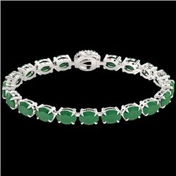 37 CTW Emerald & VS/SI Diamond Tennis Micro Pave Halo Bracelet 14K White Gold - REF-272N8Y - 23421