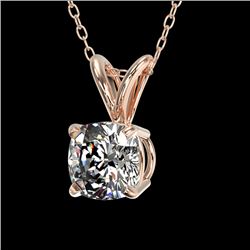 0.50 CTW Certified VS/SI Quality Cushion Cut Diamond Necklace 10K Rose Gold - REF-74R5K - 33170