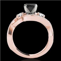 1.76 CTW Certified Vs Black Diamond Bypass Solitaire Ring 10K Rose Gold - REF-108K8R - 35040