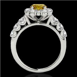 2.9 CTW Certified Si Fancy Intense Yellow Diamond Solitaire Halo Ring 10K White Gold - REF-358Y5N - 