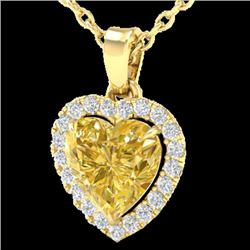 1 CTW Citrine & Micro Pave VS/SI Diamond Heart Necklace Halo 14K Yellow Gold - REF-28X4T - 21337