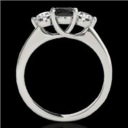 2 CTW Certified Vs Black Diamond 3 Stone Solitaire Ring 10K White Gold - REF-177W3H - 35388