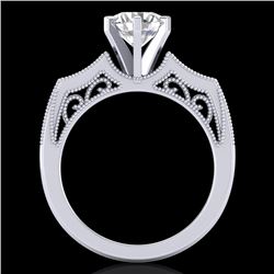 1.51 CTW VS/SI Diamond Solitaire Art Deco Ring 18K White Gold - REF-442R5K - 37076