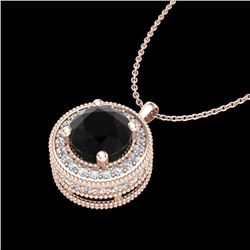1.25 CTW Fancy Black Diamond Solitaire Art Deco Stud Necklace 18K Rose Gold - REF-89T3X - 38018