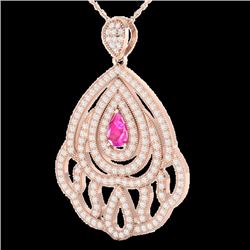 2 CTW Pink Sapphire & Micro Pave VS/SI Diamond Designer Necklace 14K Rose Gold - REF-150Y2N - 21266