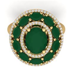 8.05 CTW Royalty Designer Emerald & VS Diamond Ring 18K Yellow Gold - REF-143R6K - 39239