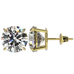 5 CTW Certified G-Si Quality Diamond Solitaire Stud Earrings 10K Yellow Gold - REF-1663Y3N - 33144