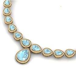 54 CTW Royalty Sky Topaz & VS Diamond Necklace 18K Yellow Gold - REF-781N8Y - 39431