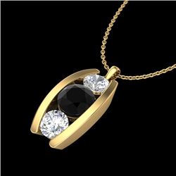 1.07 CTW Fancy Black Diamond Solitaire Art Deco Stud Necklace 18K Yellow Gold - REF-94K5R - 37774