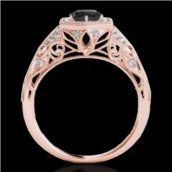 1.4 CTW Certified Vs Black Diamond Solitaire Antique Ring 10K Rose Gold - REF-78X9T - 34179