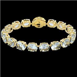 60 CTW Aquamarine & Micro VS/SI Diamond Halo Designer Bracelet 14K Yellow Gold - REF-616K8R - 22253