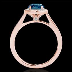 1.93 CTW SI Certified Fancy Blue Diamond Solitaire Halo Ring 10K Rose Gold - REF-254R5K - 33523