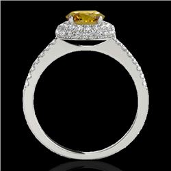 1.6 CTW Certified Si Fancy Intense Yellow Diamond Solitaire Halo Ring 10K White Gold - REF-169K3R - 