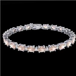 18.75 CTW Morganite & VS/SI Certified Diamond Eternity Bracelet 10K White Gold - REF-231M6F - 29371