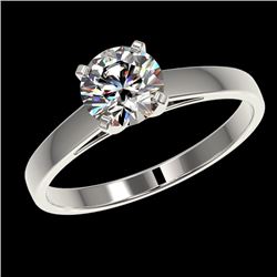 0.99 CTW Certified H-SI/I Quality Diamond Solitaire Engagement Ring 10K White Gold - REF-140N2Y - 36